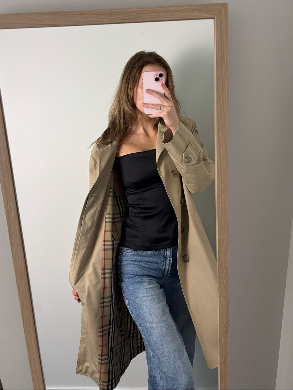 Vintage Classic Beige Trench Coat with Plaid Lining - London Fog Women